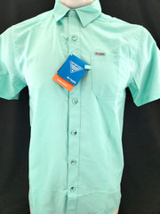 NEW Columbia PFG Slack Tide Camp Mint Green SS Collared Button Up Shirt Men’s M