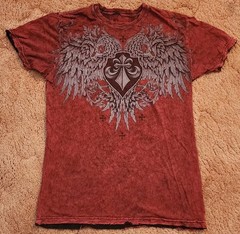 Affliction (Brand) – 2 Sided Red Shirt – L – Wings And Affliction Dry Goods