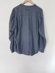 Territory ahead brushed gray SILK COTTON nehru Banded Collarless Shirt Men L