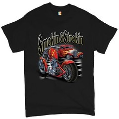 Smokin & Strokin T-shirt Chopper Biker Hot Rod Live to Ride Men’s Tee
