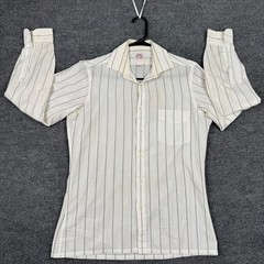 VTG John Henry Men’s Fitted Shirt 15 32/33 Pinstripe Cream Button Up Hong Kong