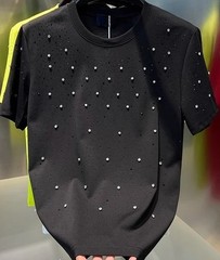 New Fashion Men Trendy Drill Rhinestone Diamond Summer Streetwear Luxury T-Shirt
