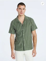 Texture Camp Shirt Men’s Green Short Sleeve Button Up Free Assembly Multiple Sz