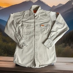 Wrangler FR Pearl Snap Flame Resistant Shirt Mens S Beige Western Workwear HRC2