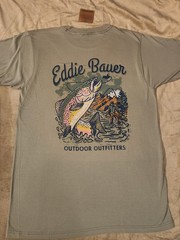 Eddie Bauer light green fishing outdoor outfitters graphic tee Men’s medium NEW