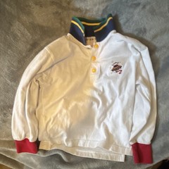 Gymboree Men’s White Cotton Long Sleeve Polo Shirt Collared Button Embroidered