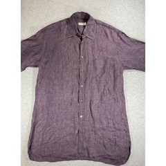 Giorgio Armani Le Collezioni Mens Purple Linen SS Button Down Shirt S 1592
