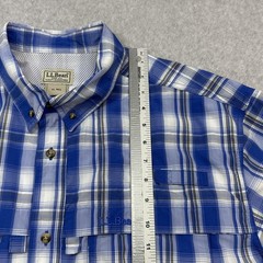 LL Bean Tropicwear Shirt Mens XL Blue Plaid Short Sleeve Vented Fishing Outdoor