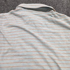Johnnie-O Mens Hangin Out Polo Shirt Medium Blue Orange Striped Short Sleeve M
