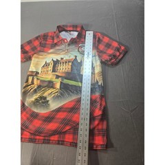 Wemyss Clan Je Pense Edinburgh Castle Tartan Plaid Polo Shirt Mens Medium Red