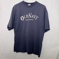 Y2K Old Navy Spellout Shirt Men Size XL Navy Blue VTG Distressed Faded -Read