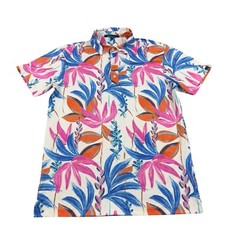 Shore Polyster Spandex Multicolor Floral Mens Performance Polo Size M USA