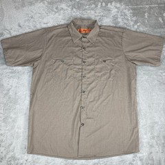 Red Kap SP24 Industrial Work Shirt Mens XL Brown Regular Fit Short Sleeve