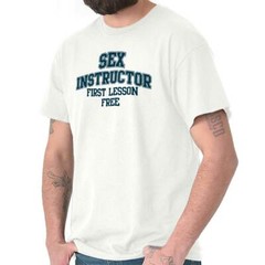 Sex Ed Instructor Free Lesson Dirty Humor Mens Casual Crewneck T Shirts Tees