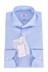 NEW Fralbo Napoli handmade cotton shirt 44 US 17 1/2 Modern fit blue striped