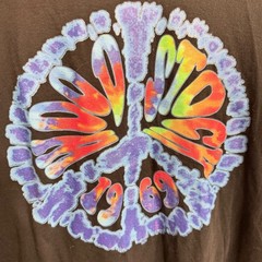 Woodstock 1969 Peace Sign Graphic T-Shirt Mens Medium Black Tie Dye Logo 2011