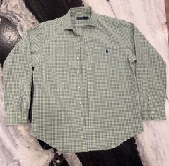 Polo Ralph Lauren Mens Classic Button-Down Collar Checked Poplin Dress Shirt – M