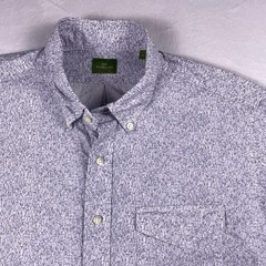 Sid Mashburn Shirt Mens Medium White Graphic Print Button Down Short Sleeve Art