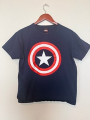 Marvel Captain America Shield Logo T-Shirt Mad Engine Navy Blue Adult