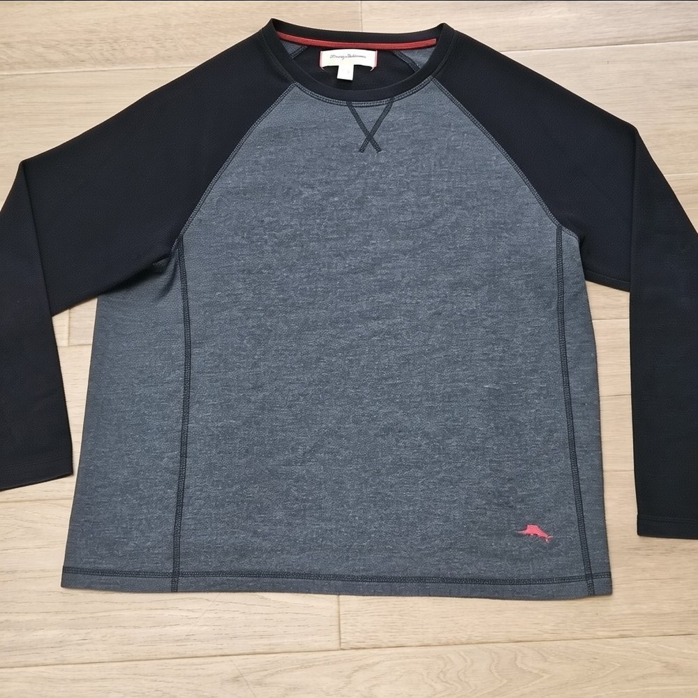 Tommy Bahama Shirt Adult Large Black Gray Soft L Long Sleeve Mens Polo Casual