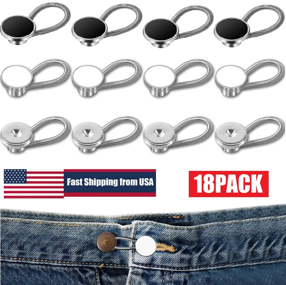18× Metal Collar Neck Waist Extender Expander Buttons for Men Dress Shirt Pant