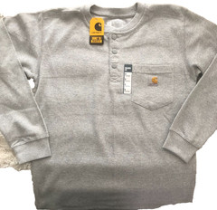 NEW * Carhartt Relaxed Fit Heavyweight Long SL S Henley Pocket Thermal – Gray