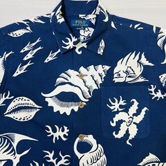 Polo Ralph Lauren Reef Life Vacation Shirt Men’s Size Medium Hook N Loop Collar