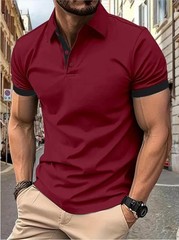 Men’s Short Sleeve Color Polo Shirt Casual Summer Wear T-shirt Beach Tee Gift