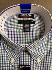 Kirkland Signature Mens Traditional Fit Dress Shirt Non-Iron Check Various Sizes