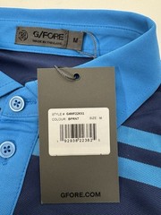NWT G/Fore G4 Offset Stripe Tech Pique Golf Polo Shirt BPRNT Blue MEDIUM $120