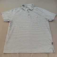Patagonia Polo Shirt Mens Large Blue White Striped Chest Pocket Preppy Outdoor