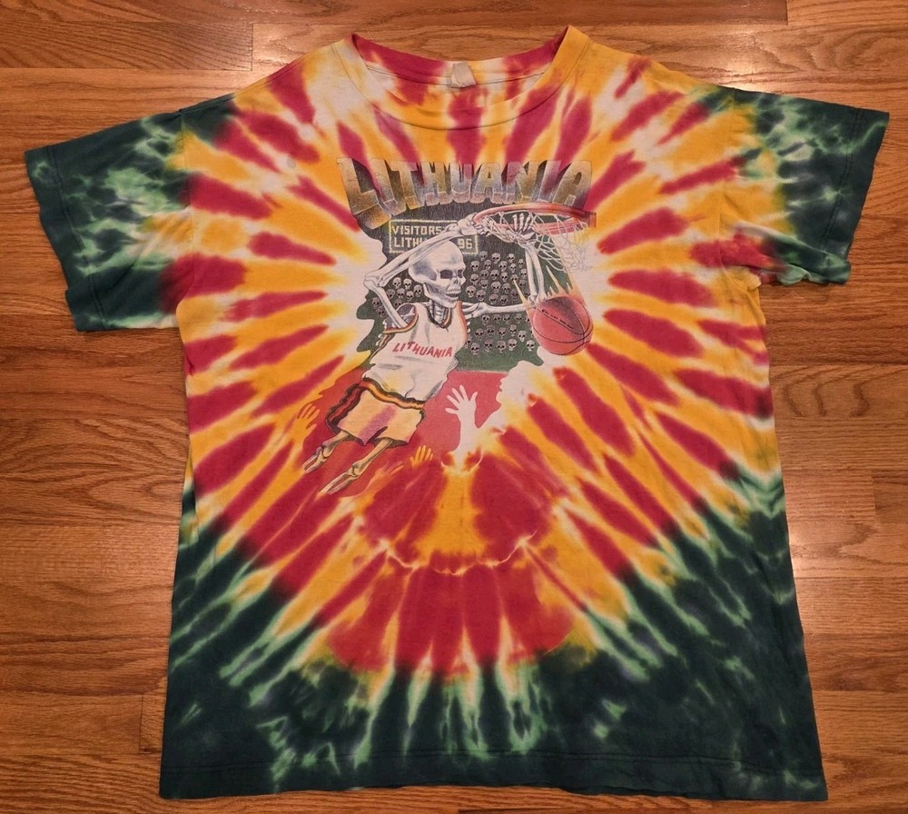 Grateful Dead Lithuania Basketball 1992 Olympic Shirt XXL Double Sided Tie Dye