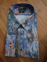New Paul Fredrick Men’s XXL Classic Fit Blue Geometric ButtonUp Shirt Long Sleev