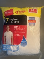 Hanes 7-Pack White T Shirts Small S/P