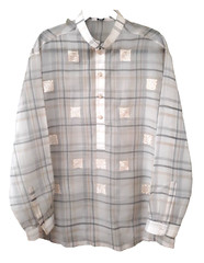 OneSimus Man’s Semi Sheer Raw Silk Pull Over Shirt XL