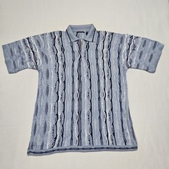 3D Textured Knit Polo Shirt Short Sleeve Men’s XL 100% Acrylic