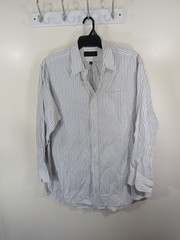 Executive Collection Dress Shirt Size 17.5 34 35 White Striped Pocket