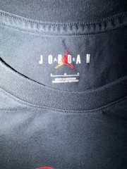 Jordan Brand Multi Logo Collage AIR JORDAN Jumpman Black Graphic T-Shirt Large