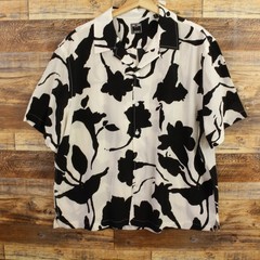 Todd Snyder Hawaiian Shirt Mens XL White Black Floral Silk Cotton Camp