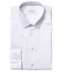 Men Eton White Shirt Single Cuff Pointed Collar Size 39 15.5 Super Slim Fit