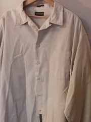 Vtg sz XL cream Dockers button up long sleeve shirt w/ V-Neck collar