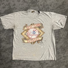 Vintage 1995 New York Yankees Nutmeg Mills T Shirt XL Gray MLB Made in USA 90s