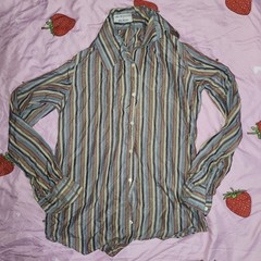 Men’s size medium Saks Fifth Avenue Bill Blass striped button-up shirt 100% silk