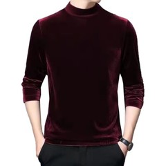 Mens Velvet Half Turtleneck Pullover Long Sleeve Jumper Blouse Tops Warm T-Shirt