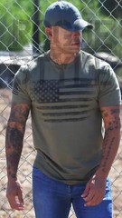 USA Distressed Flag Men T Shirt Patriotic American Tee Plus Size L-6XL