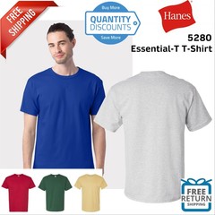 Hanes Men Essential-T T-Shirt Short Sleeve Cotton Blank 5280b upto 6XL