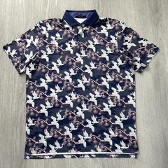 Greyson Performance Audubon Polo Flying Cranes Floral All Over Print Men’s Large