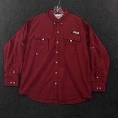 Columbia PFG Bahama II Shirt Men’s Large Burgundy Vented Fishing Button Up