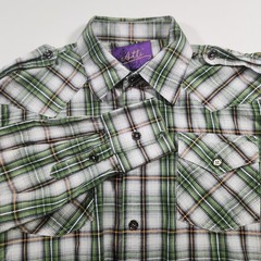 Atti Brand Western Shirt Multi Color Plaid Pattern Mens XL