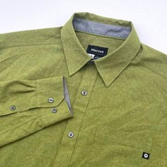 Marmot Mens Olive Green Performance Long Sleeve Button Up Hiking Shirt Large